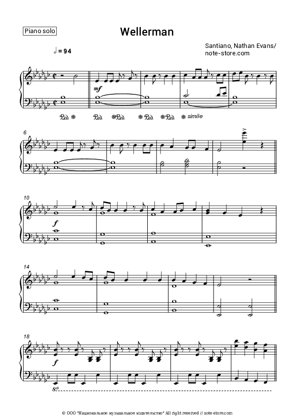 Wellerman - Santiano, Nathan Evans Piano Sheet Music - Piano.Solo
