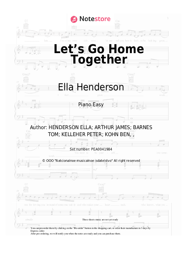 Let’s Go Home Together - Ella Henderson, Tom Grennan Piano Sheet Music Easy - Piano.Easy