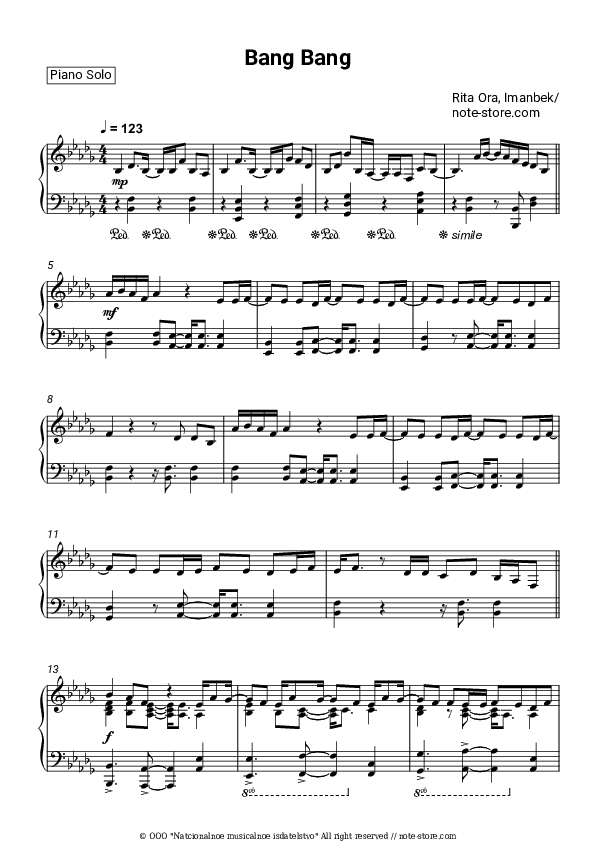 Bang Bang - Rita Ora, Imanbek Piano Sheet Music - Piano.Solo