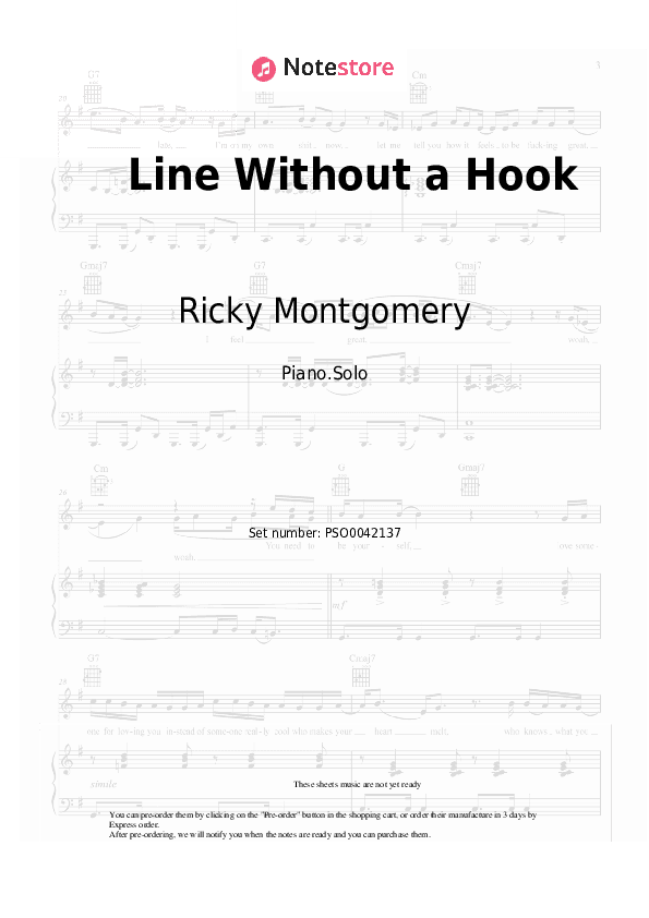 Line Without a Hook - Ricky Montgomery Piano Sheet Music - Piano.Solo