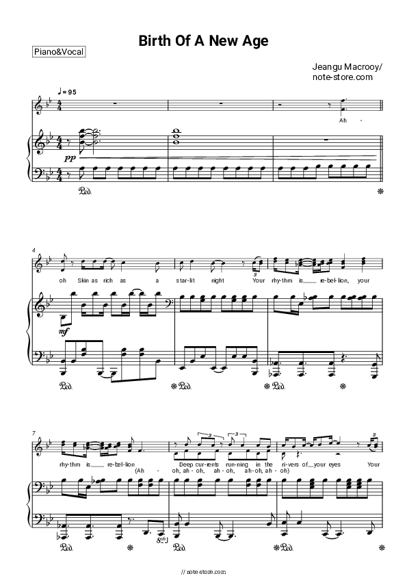 Birth of a New Age - Jeangu Macrooy Piano Sheet Music with the Voice part - Piano&Vocal