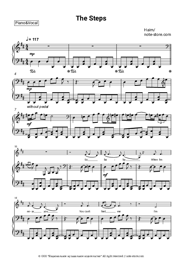 The Steps - Haim Piano Sheet Music with the Voice part - Piano&Vocal