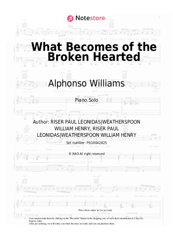 What Becomes of the Broken Hearted - Alphonso Williams Piano Sheet Music - Piano.Solo