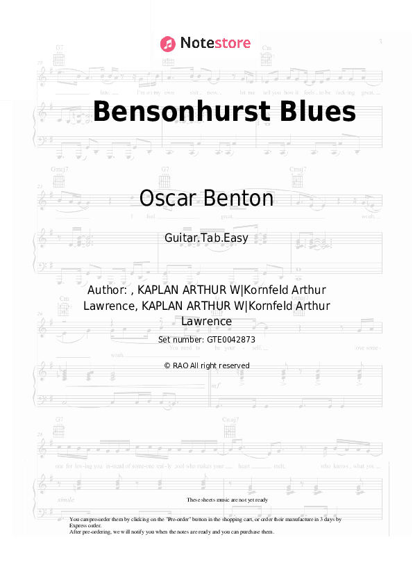 Bensonhurst Blues - Oscar Benton Tabs Easy - Guitar.Tab.Easy