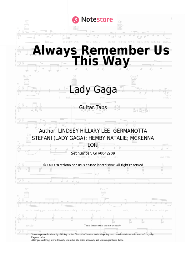 Always Remember Us This Way - Lady Gaga Tabs - Guitar.Tabs