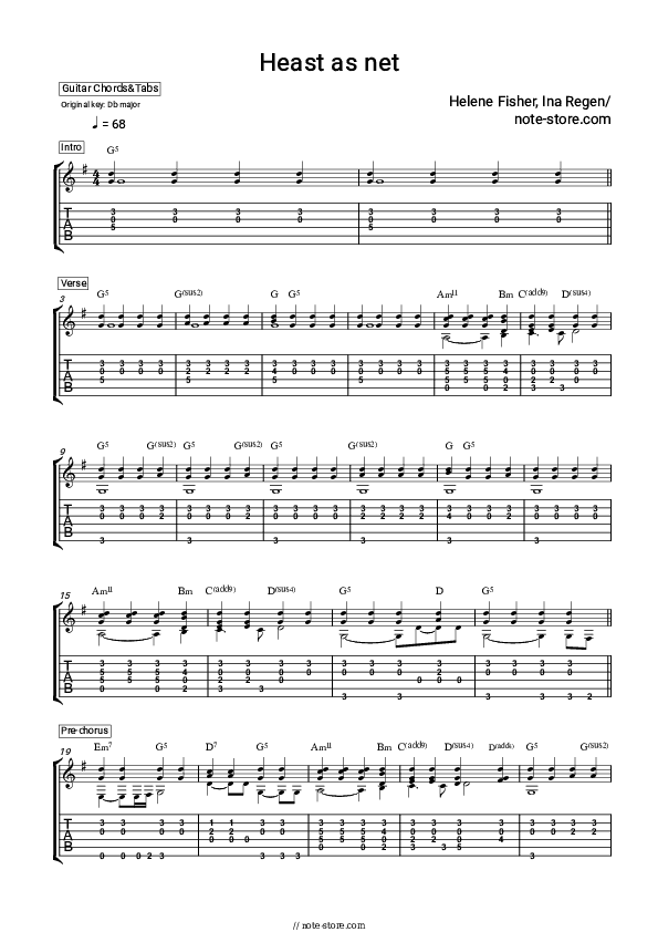 Heast as net - Helene Fischer, Ina Regen Tabs - Guitar.Tabs