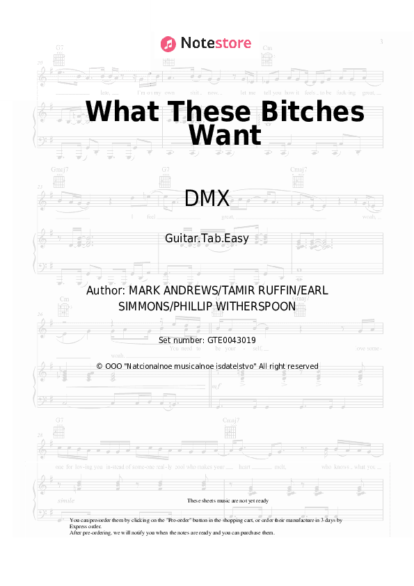 What These Bitches Want - DMX, Sisqo Tabs Easy - Guitar.Tab.Easy