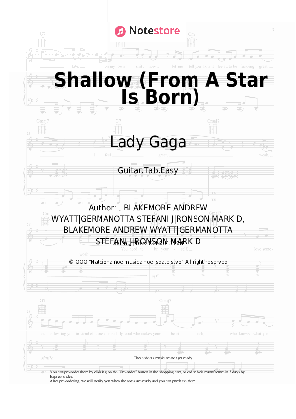 Shallow (From A Star Is Born) - Lady Gaga, Bradley Cooper Tabs Easy - Guitar.Tab.Easy