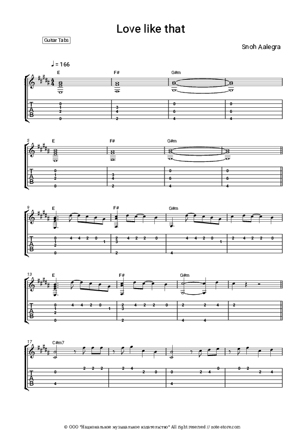 Love Like That - Snoh Aalegra Tabs - Guitar.Tabs