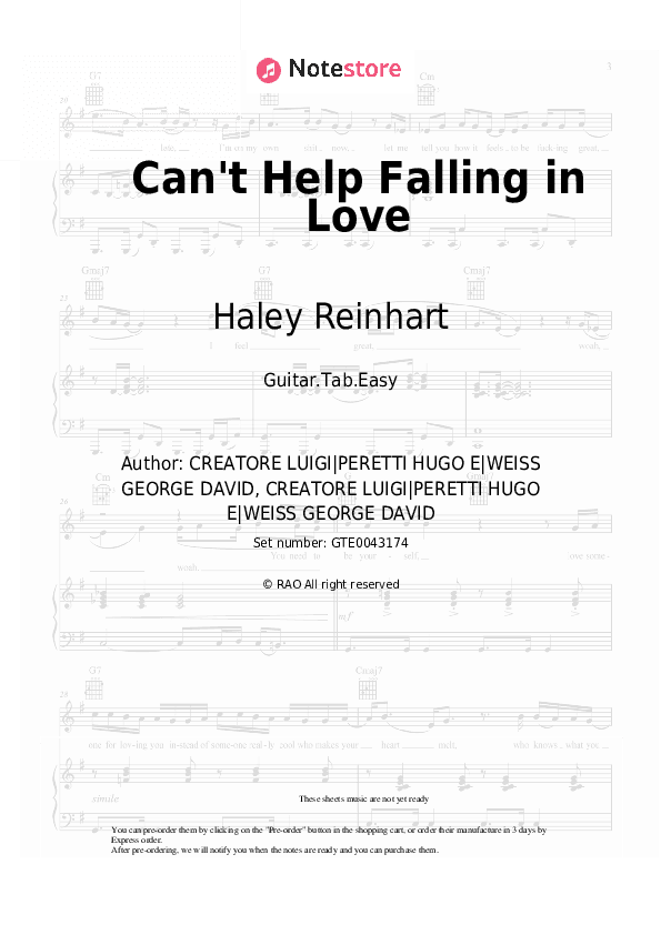 Can't Help Falling in Love - Haley Reinhart Tabs Easy - Guitar.Tab.Easy