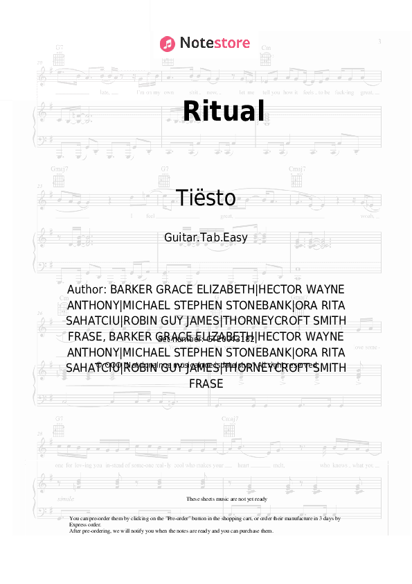 Ritual - Tiësto, Jonas Blue, Rita Ora Tabs Easy - Guitar.Tab.Easy