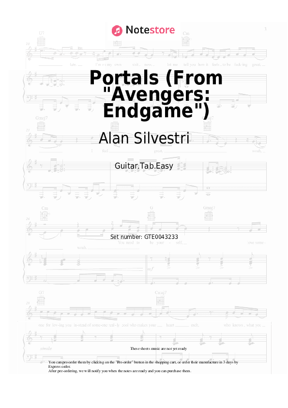 Portals (From Avengers: Endgame) - Alan Silvestri Tabs Easy - Guitar.Tab.Easy