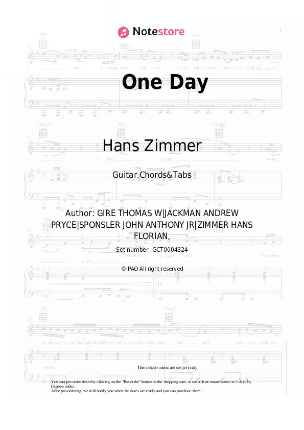 One Day - Hans Zimmer Chords and Tabs - Guitar.Chords&Tabs