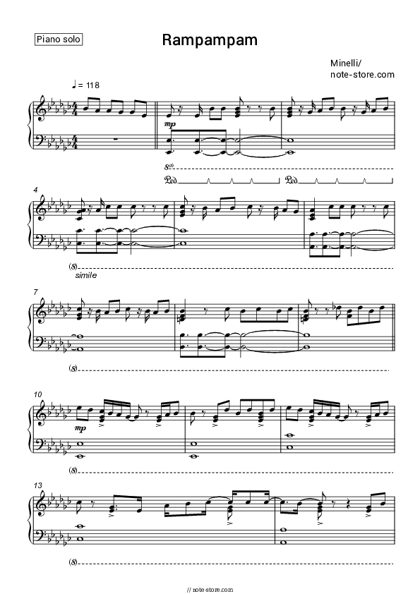 Rampampam - Minelli Piano Sheet Music - Piano.Solo