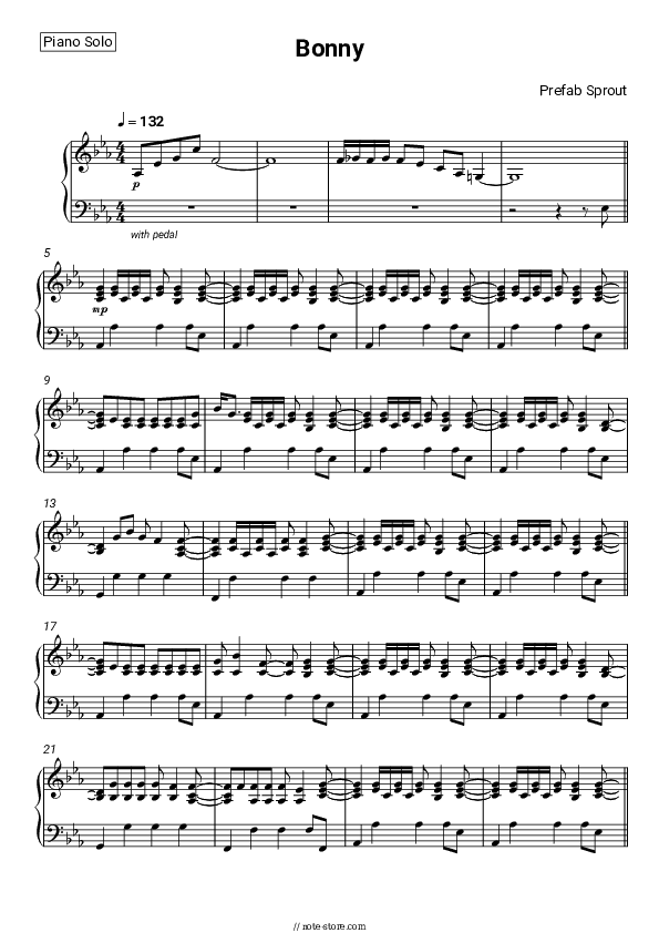 Bonny - Prefab Sprout Piano Sheet Music - Piano.Solo