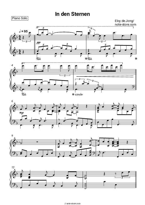 In den Sternen - Eloy De Jong Piano Sheet Music - Piano.Solo