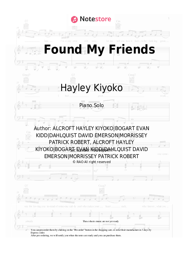 Found My Friends - Hayley Kiyoko Piano Sheet Music - Piano.Solo