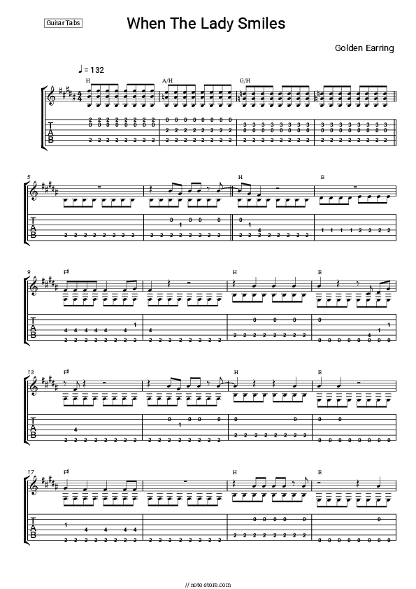 When The Lady Smiles - Golden Earring Tabs - Guitar.Tabs
