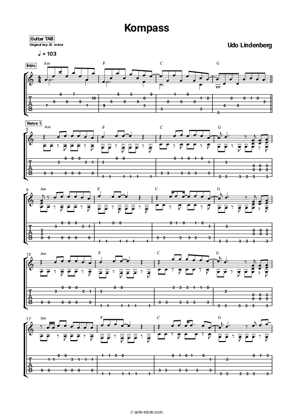 Kompass - Udo Lindenberg Tabs - Guitar.Tabs