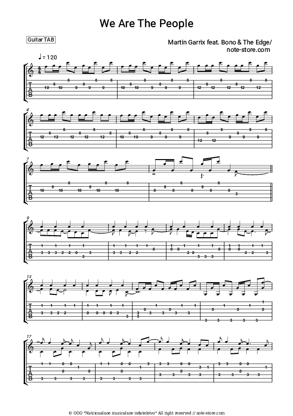 We Are the People - Martin Garrix, Bono, The Edge Tabs - Guitar.Tabs