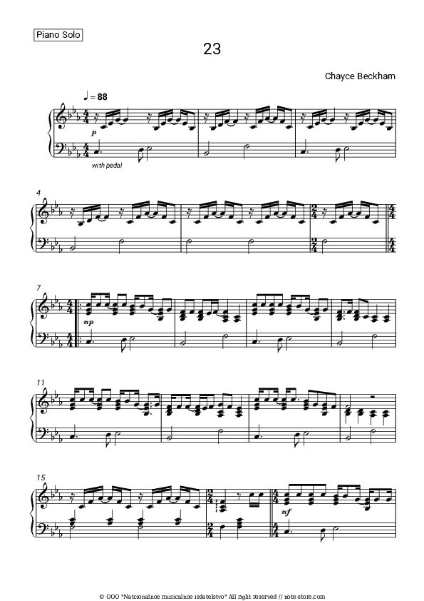 23 - Chayce Beckham Piano Sheet Music - Piano.Solo