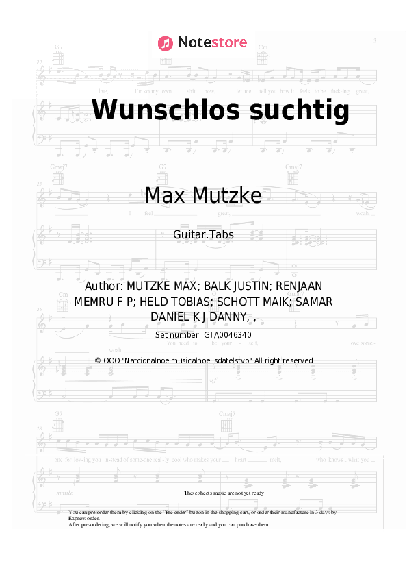 Wunschlos suchtig - Max Mutzke Tabs - Guitar.Tabs