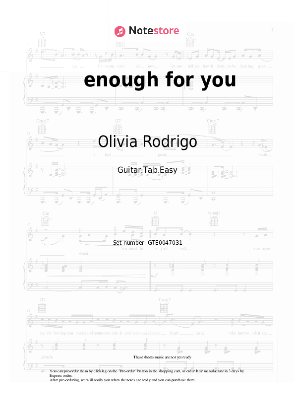 enough for you - Olivia Rodrigo Tabs Easy - Guitar.Tab.Easy