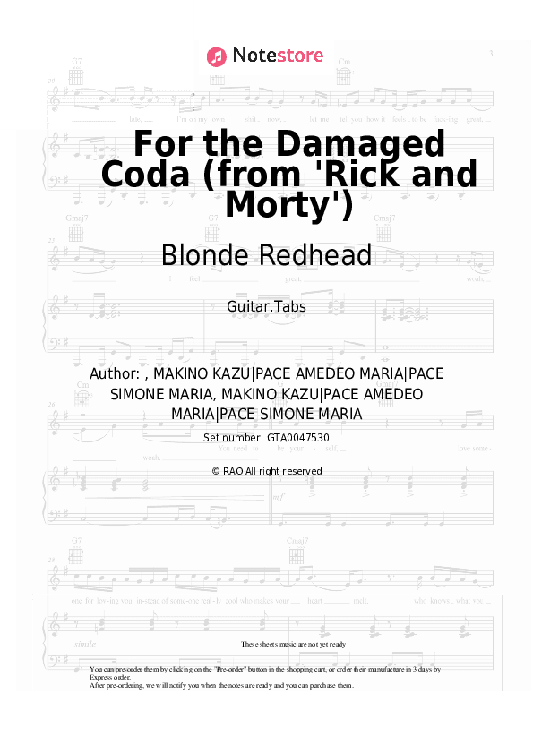 For the Damaged Coda (from 'Rick and Morty') - Blonde Redhead Tabs - Guitar.Tabs