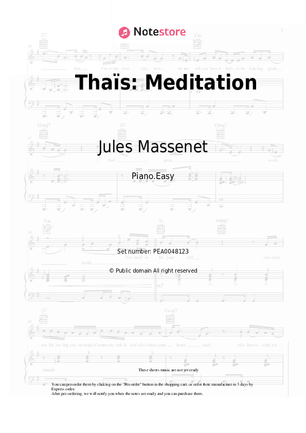 Thaïs: Meditation - Jules Massenet Piano Sheet Music Easy - Piano.Easy