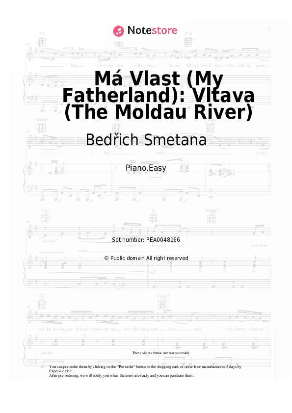 Má Vlast (My Fatherland): Vltava (The Moldau River) - Bedřich Smetana Piano Sheet Music Easy - Piano.Easy