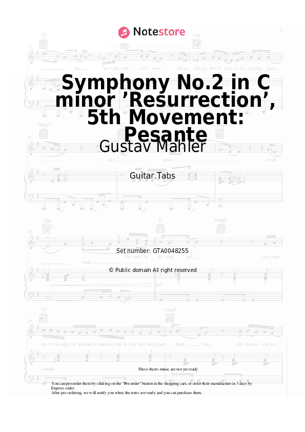 Symphony No.2 in C minor ’Resurrection’, 5th Movement: Pesante - Gustav Mahler Tabs - Guitar.Tabs