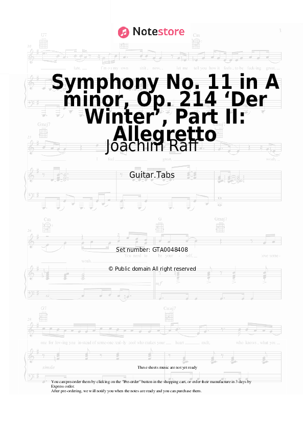 Symphony No. 11 in A minor, Op. 214 ‘Der Winter’, Part II: Allegretto - Joachim Raff Tabs - Guitar.Tabs