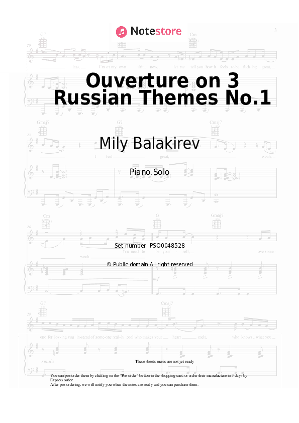 Ouverture on 3 Russian Themes No.1 - Mily Balakirev Piano Sheet Music - Piano.Solo