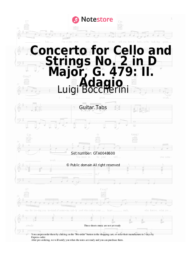 Concerto for Cello and Strings No. 2 in D Major, G. 479: II. Adagio - Luigi Boccherini Tabs - Guitar.Tabs