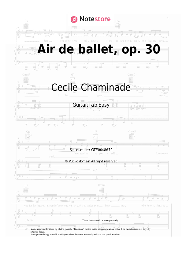 Air de ballet, op. 30 - Cecile Chaminade Tabs Easy - Guitar.Tab.Easy