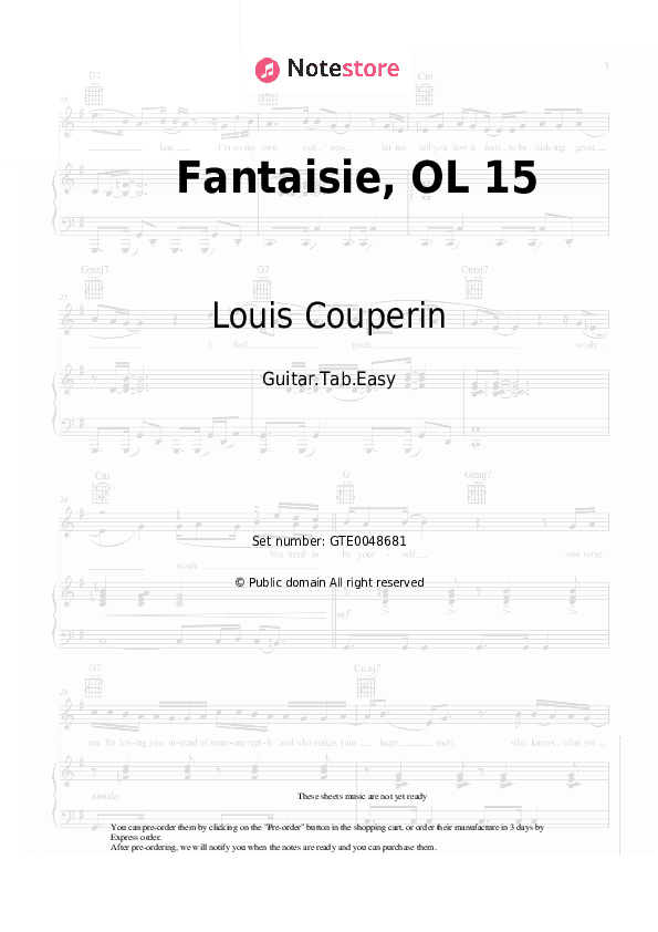 Fantaisie, OL 15 - Louis Couperin Tabs Easy - Guitar.Tab.Easy