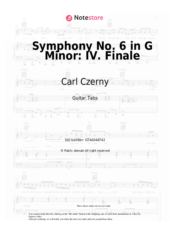 Symphony No. 6 in G Minor: IV. Finale - Carl Czerny Tabs - Guitar.Tabs