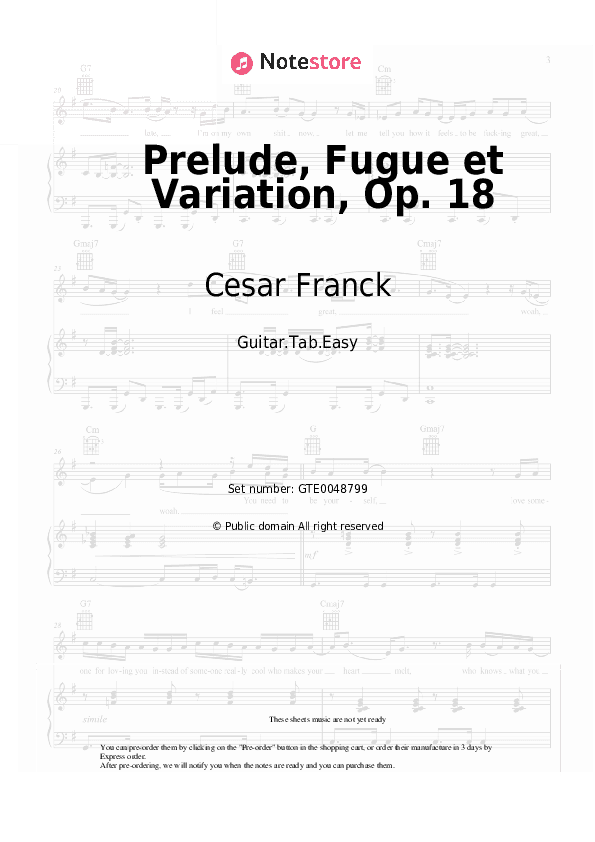 Prelude, Fugue et Variation, Op. 18 - Cesar Franck Tabs Easy - Guitar.Tab.Easy