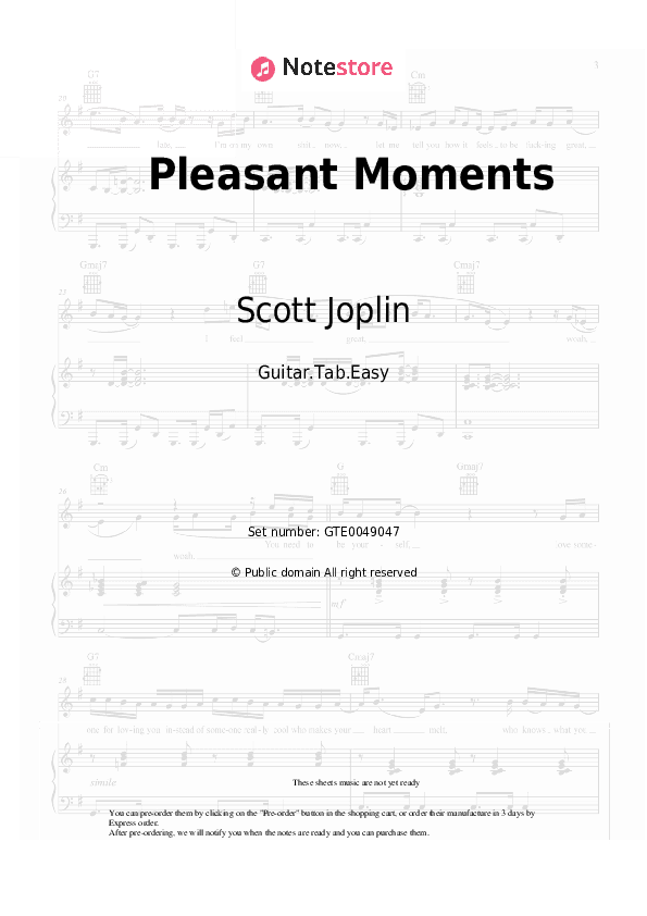 Pleasant Moments - Scott Joplin Tabs Easy - Guitar.Tab.Easy