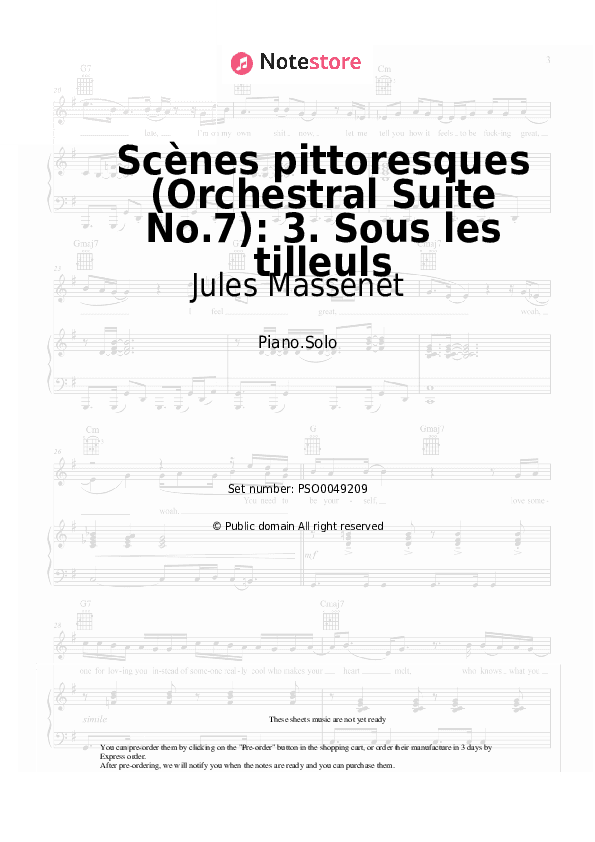 Scènes pittoresques (Orchestral Suite No.7): 3. Sous les tilleuls - Jules Massenet Piano Sheet Music - Piano.Solo