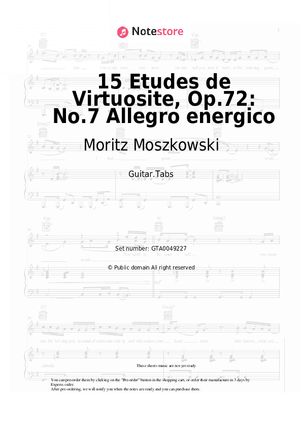 15 Etudes de Virtuosite, Op.72: No.7 Allegro energico - Moritz Moszkowski Tabs - Guitar.Tabs