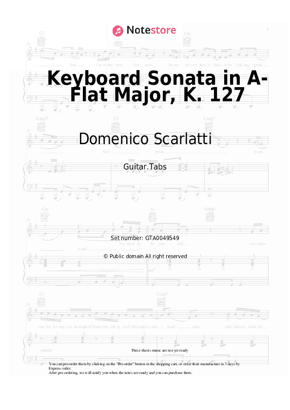 Keyboard Sonata in A-Flat Major, K. 127 - Domenico Scarlatti Tabs - Guitar.Tabs