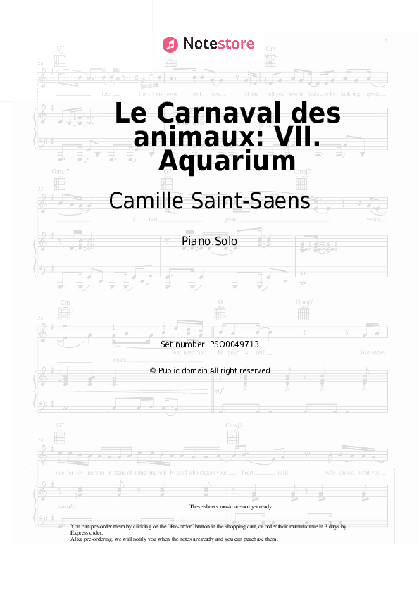 Le Carnaval des animaux: VII. Aquarium - Camille Saint-Saens Piano Sheet Music - Piano.Solo