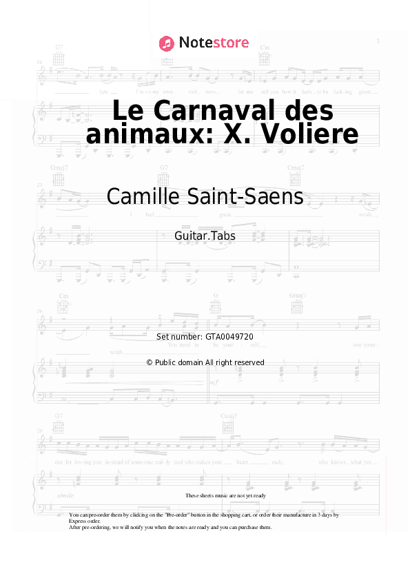 Le Carnaval des animaux: X. Voliere - Camille Saint-Saens Tabs - Guitar.Tabs