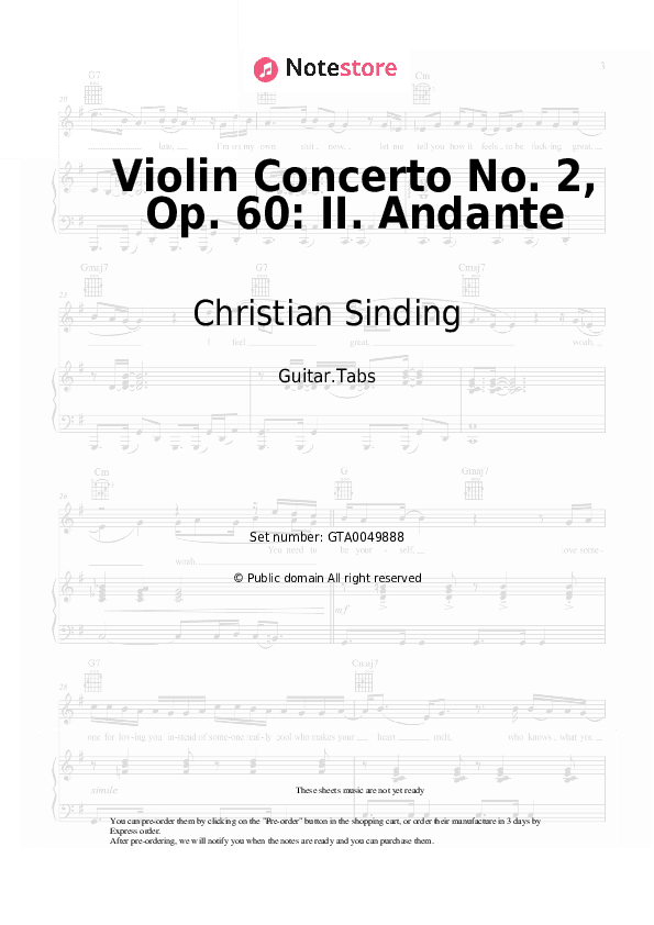 Violin Concerto No. 2, Op. 60: II. Andante - Christian Sinding Tabs - Guitar.Tabs