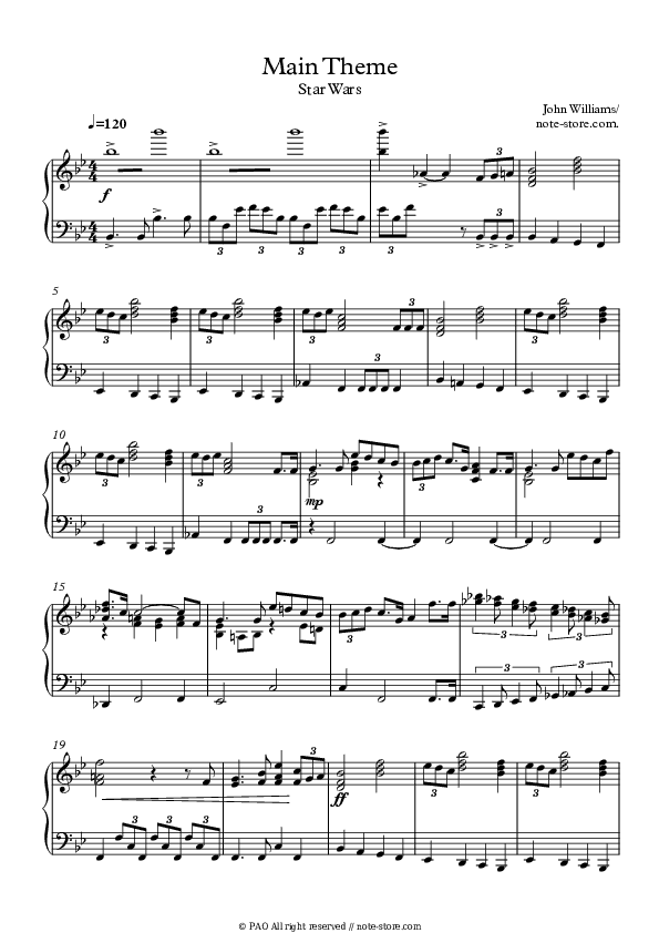 Star Wars (Main Theme) - John Williams Piano Sheet Music Easy - Piano.Easy