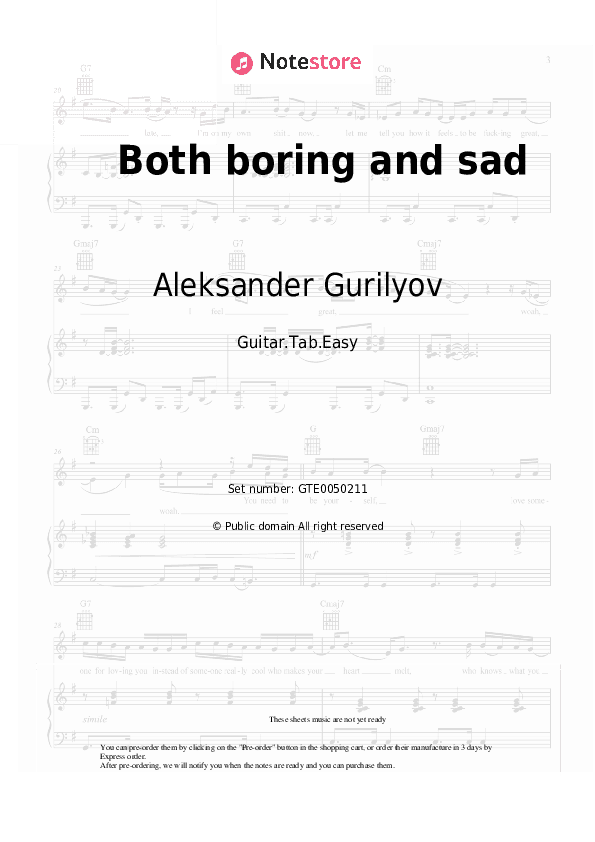 Both boring and sad - Aleksander Gurilyov Tabs Easy - Guitar.Tab.Easy