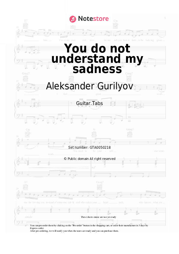 You do not understand my sadness - Aleksander Gurilyov Tabs - Guitar.Tabs