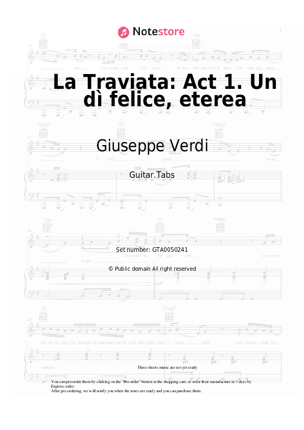 La Traviata: Act 1. Un dì felice, eterea - Giuseppe Verdi Tabs - Guitar.Tabs