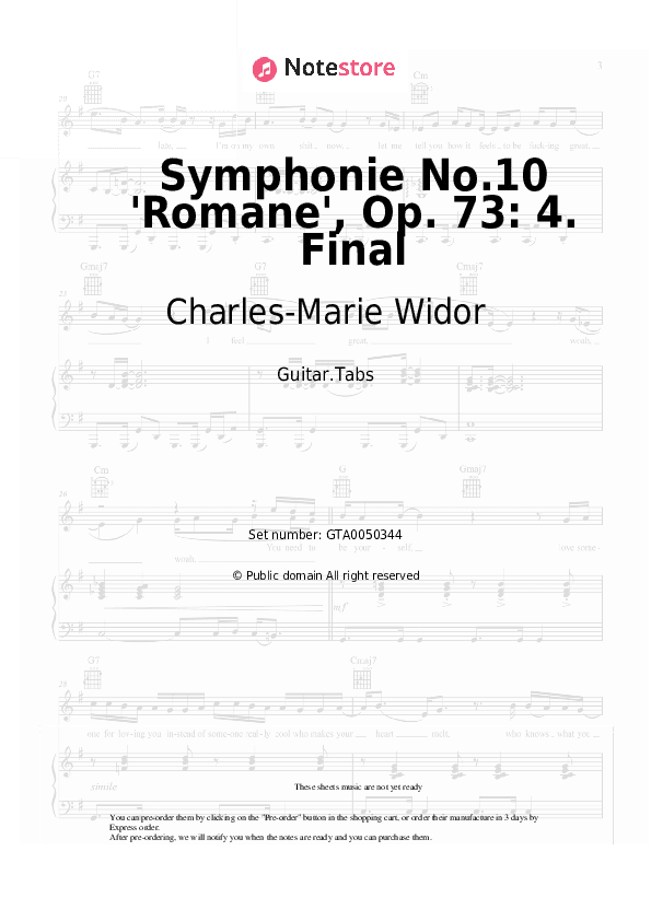 Symphonie No.10 'Romane', Op. 73: 4. Final - Charles-Marie Widor Tabs - Guitar.Tabs